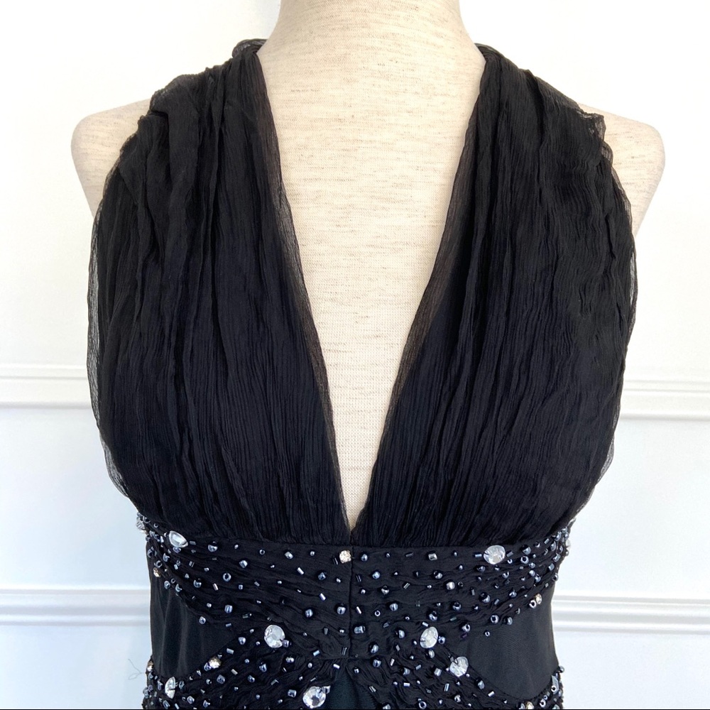 Amanda Adams Couture Beaded Black Halter Top L - Picture 2 of 11
